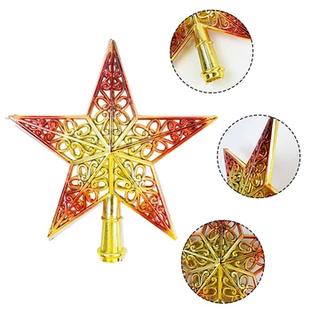 1PC Christmas Tree Top Star Aukso, Sidabro, Raudona Blizgučiai Geležies Star Ornament Linksmų Kalėdų, Naujųjų Metų Šaliai Namuose Medžio Apdaila Viršų 7