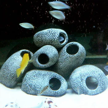 1pc Ciklidų Akvariumas Akmens Keramikos Rock Cave Akvariumo Žuvų Bakas Tvenkinys Krevečių Veisimo Ornamentu Dekoras Dekoratyvinis Aksesuaras Rutuliukai
