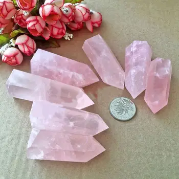1PC Didelės Natūrali uoliena Pink Rose Kvarco Kristalo Akmens Taško Gydymo Krištolo Akmens 50-60mm ir 70-75mm