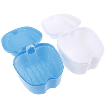 1PC dirbtiniai Dantys talpinimo dantų Protezų Boxs Dantų Valymo Atveju Dantų Konteinerių dantų Protezų Dėžutė Su Ju Balta, Mėlyna Spalva