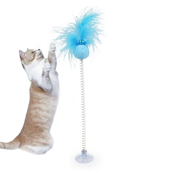 1PC Funny Cat Žaislai Elastinga Plunksnų Pavasario Gyvis Žaislai Interaktyvi Katė Katė Žaisti Naminių Žaislų Mokymo Juokingas Naminių gyvūnų Žaislai