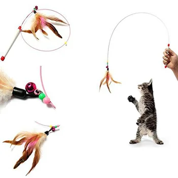 1pc Geros Kokybės Funny Cat Stick meškere Stilius Stick Katė-dantį Stick Span-naujas Spalvingas Plunksnos, Naminių Žaislų Naminių Reikmenys
