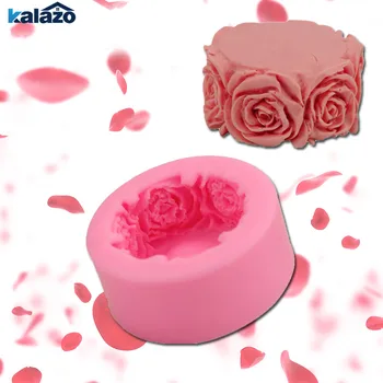 1pc Gražus Apvalus Rožių Žiedų Silikono Muilo Pelėsių Daugiafunkcį Žvakių liejimo Formos Tortas, Saldainiai Kepimo Forma 