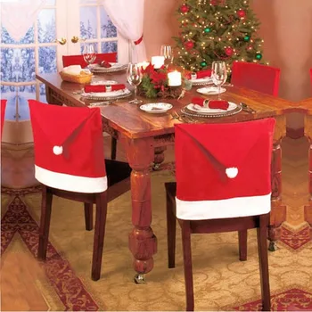 1PC Kalėdų Santa Claus Medvilnės kėdė padengti neaustinių lentelė red hat kėdė galinį dangtelį Kalėdų Xman namų dekoracijas, 60cmX50cm