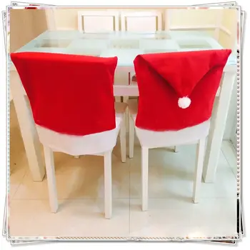 1PC Kalėdų Santa Claus Medvilnės kėdė padengti neaustinių lentelė red hat kėdė galinį dangtelį Kalėdų Xman namų dekoracijas, 60cmX50cm