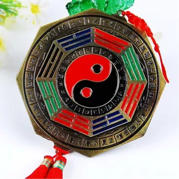 1PC Kinų Feng Shui Penkių Apkalbų Fu Chi Dvylika Zodiako Bagua Vario Veidrodis