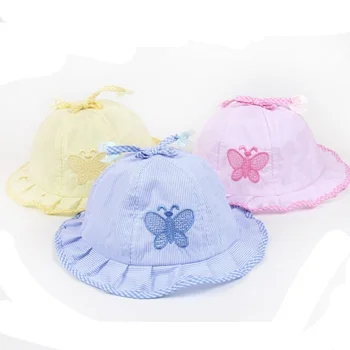 1PC Kūdikių Skrybėlę Girl Magic Grįžtamasis Kibirą riba nuo 3 iki 12 Mėnesių Kūdikiams, Vaikams Mergaitėms Bamblys Saulės Skrybėlės Vasaros Gėlių Lankas-mazgas Stilius