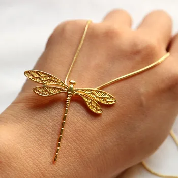 1pc Mados aukso ar sidabro dragonfly megztinis grandinės moterims Išskirtinį gyvūnų, kabamųjų karoliai, mergaitėms