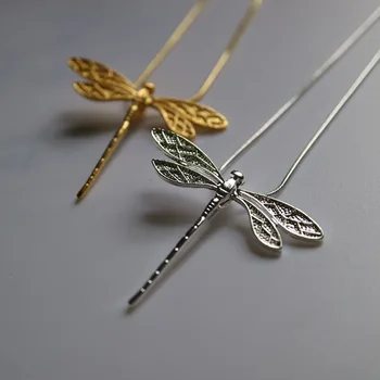 1pc Mados aukso ar sidabro dragonfly megztinis grandinės moterims Išskirtinį gyvūnų, kabamųjų karoliai, mergaitėms