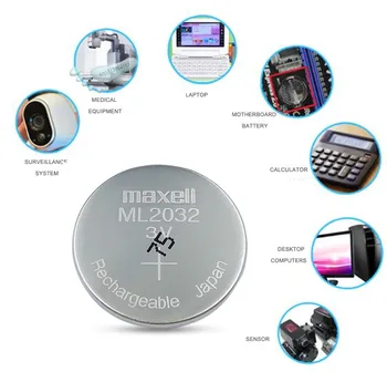 1pc Maxell Originalus ML2032 3V Įkraunama ličio baterija mygtuką ląstelių mygtuką baterijos (ML2032)