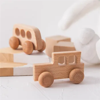 1pc Mediniai Žaislai, Buko Medienos Automobilių Blokai Animacinių filmų Švietimo Montessori Žaislai Vaikams, Kūdikiams Kramtyti Naujagimių Gimtadienio Dovana Medienos Žaislas