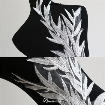 1Pc Super Pasakų Bambuko Lapų Siuvinėjimo Nėrinių Gėlių Audinio Suknelė, Šydas, Akių Siuvinėjimo Audinys 
