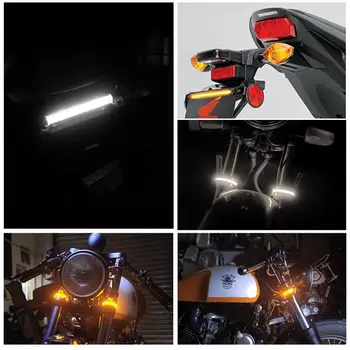1Pc Universalus LED Motociklo Posūkio Signalo Lemputė & DRL Gintaro Balta Moto Flasher Žiedas Šakutės Juostos Lempos Mirksi indikatorių 12V