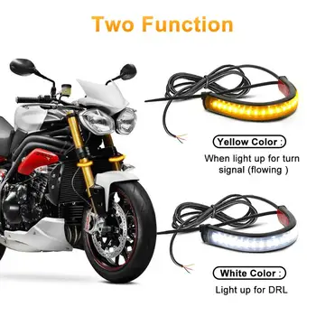1Pc Universalus LED Motociklo Posūkio Signalo Lemputė & DRL Gintaro Balta Moto Flasher Žiedas Šakutės Juostos Lempos Mirksi indikatorių 12V