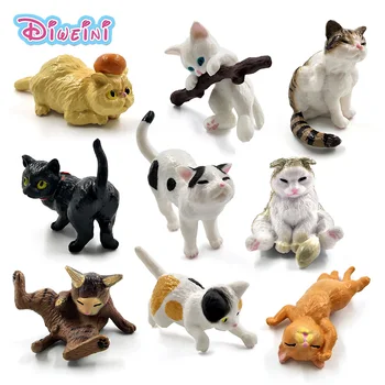 1pc Žaisti Kačiukas Miniatiūriniai vienas gabalas animaciją Kačių figūrėlių, plastikiniai gyvūnų modelio Karšto Naminių gyvūnų žaislai, Lėlės Namas, PASIDARYK pats Priedai