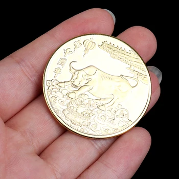 1pcs 2021 Naujųjų Metų Aukso Monetos Dvylika Zodiako ženklas Jautis Proginių Monetų Kolekcija Dovana
