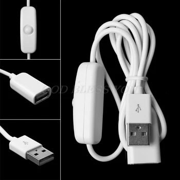 1PCS 2m USB Baltas Kabelis Vyrų ir Moterų su Jungikliu ON/OFF, Kabelio Pratęsimas Perjungti USB Lempa USB Ventiliatorius Elektros Linija Lašas Laivybos