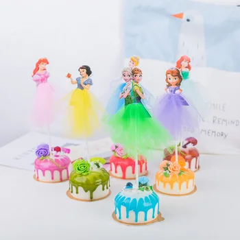 1pcs Animacinių filmų Princess Gimtadienio Dekoracijas Vaikas Cupcake anna elsa Tortas Topper Mergaitėms Laimingas Gimtadienio Tortas Prekes