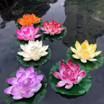 1Pcs EVA Dirbtinis Lotus už Akvariumo Žuvų Bakas Tvenkinio Vandens lelija Lotus Dirbtinės Gėlės Namų Puošybai Plūduriuojantis Gėlės