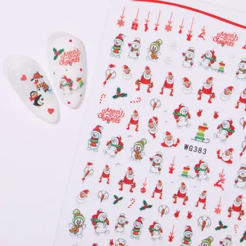 1Pcs Kalėdų 3D Nagų Dailės Lipdukai Lipni Dizaino Snaigės Briedžių Santa Claus Lipduką 