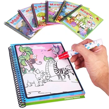 1pcs Montessori Dažymas animacinių filmų, Knygų Stebuklinga Knyga Vandens Piešimo Doodle Pen Tapybos, Piešimo Lenta Vaikams, Žaislai, Gimtadienio Dovana