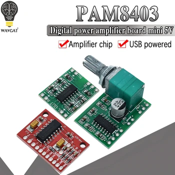 1PCS PAM8403 Super mini skaitmeninis stiprintuvas valdybos miniatiūriniai D klasės stiprintuvas valdybos 2 * 3 M aukštas 2.5-5V USB