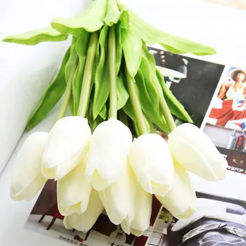 1Pcs PU Tulpių Dirbtinių Gėlių Nekilnojamojo Touch Dirbtinių Puokščių Netikrą Gėlių, Vestuvių Dekoravimas Gėlėmis Namų Šaliai Dekoro