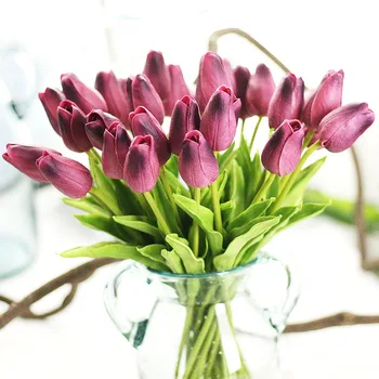 1Pcs PU Tulpių Dirbtinių Gėlių Nekilnojamojo Touch Dirbtinių Puokščių Netikrą Gėlių, Vestuvių Dekoravimas Gėlėmis Namų Šaliai Dekoro