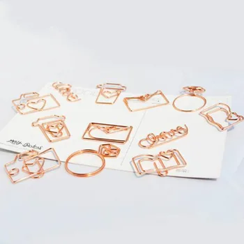 1Pcs Rose Gold sąvaržėlės Žymą Planavimo Įrankiai Scrapbooking Įrankiai Memo Įrašą Metalo Rišiklio Sąvaržėlės