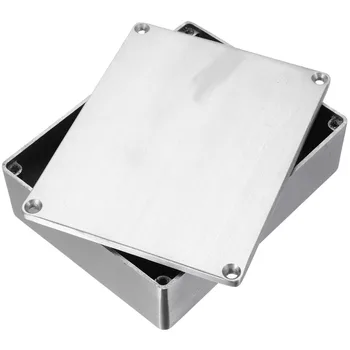 1pcs Sidabro spalvos Aliuminio korpusas Priemonė Atveju Elektroninių Diecast Stompbox Projekto Elektroninė Projekto Dėžutė su 4 Varžtai iš Plieno