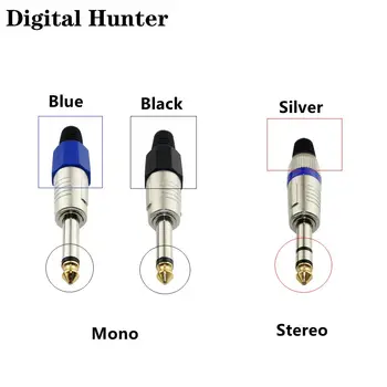 1Pcs Stereo Lizdas 6.35 mm Male Plug Su Auksu Galvos, Garso ir Mikrofono Laido Jungtis