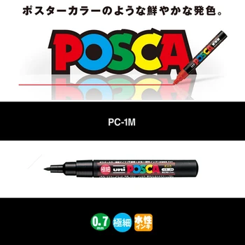 1pcs UNI Žymeklis Parkeris POSCA PC-1M POP Plakatas Vandens pagrindu Reklamos/Grafiti Ženklas Pen 0.7 Nid Charakteris Ryškus ir Spalvingas