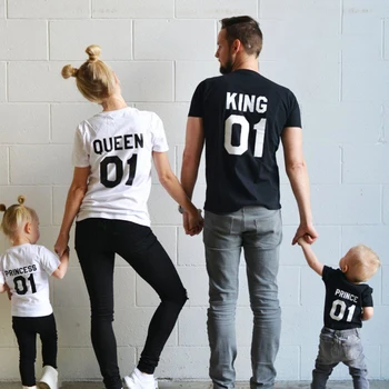1pcs Šeimos Komandos marškinėlius Karalius ir Karalienė Princas, Princesė 01 Tėvas, Motina, Dukra, Sūnus Atitikimo Marškinėliai Karalius ir Karalienė Marškinėliai Komplektai