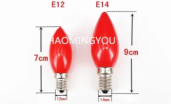 1PCS žvakių šviesos E12 / E14 LED Lemputės AC220V landšafto apšvietimo raudona 360 laipsnių apšvietimo PC plastiko LED Lempos
