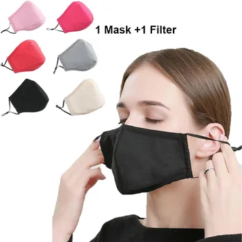 1set Medvilnės Unisex Kaukė apsaugos nuo Dulkių ir Oro Taršą Haze Filtras Vyrų Mufelinė Vėjo Burnos Kaukę, Daugkartinio naudojimo Juoda Veido Kaukės