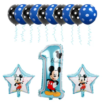 1set Mėlynas Berniukas Gimtadienio Balionai Mickey Mouse Gimtadienio Dekoracijas, Oro Ballon Numeris 1 2 3 Metus Baby Shower Prekių Globos