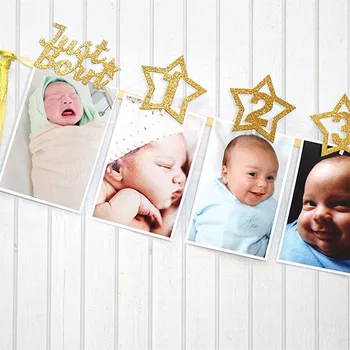 1set Naujagimių 1-12 Mėnesių Kūdikio Nuotrauką Baneris Įrašą Baby Shower Vienaragis/Star Reklama 1st Birthday Party Dekoro Prekes