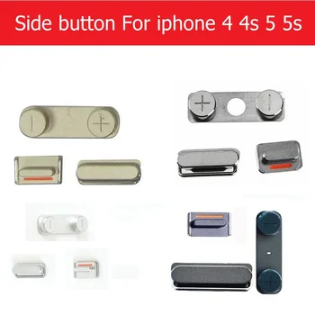 1set (Power On Off+, Tūris Jungiklis + Nutildyti ) šoninis Mygtukas iPhone 4 4s 5 5S pusėje klaviatūrų aukso /sidabro /juoda spalvos pakeitimas