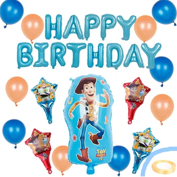 1set Toy Story Buzz Šviesos metų folija balionai animacinių filmų Mėlyna ranka, lazda, oro globos gimtadieniu laišką dekoracijos vaikams žaislas