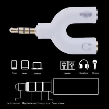 2 in 1 Earphonr Audio Adapteris Įkrovimo Splitter Adapteris 3,5 mm Stereo Audio jungtis Ausinės Ausinių U Formos Adapteris, Splitter