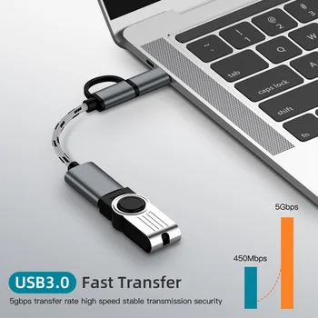 2 In 1 USB 3.0 OTG Adapterio Kabelio Tipas-C Micro USB Į USB 3.0 Sąsaja Konverteris mobiliųjų Telefonų Įkrovimo Kabelių Linijos Greitai Perkelti