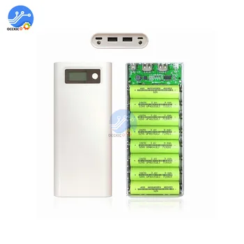 2 USB 8*18650 Baterijos Kroviklis Atveju Langelį Galia Banko Shell LCD Skaitmeninis Ekranas Baterijos Laikymo Organizuoti