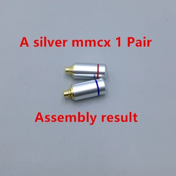 2 vnt pagal užsakymą pagaminti universalus pin Lizdas mmcx kištuko, A2DC kištuko, 0.78 mm 2pin Gryno vario auksą, sidabrą, Built-in hreaded