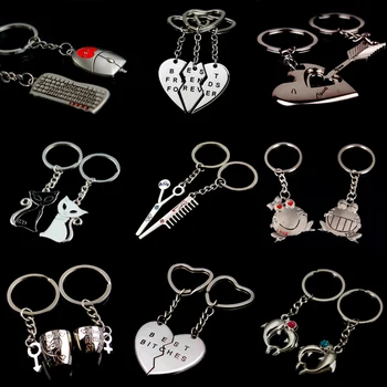 2 Vnt/Set Pora, aš TAU Laišką Keychain Širdies Raktų Žiedas Sidabrinis Lovers Key Chain Valentino Diena dovana