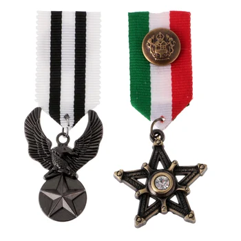 2 vnt Steampunk Vyrų Eagle Star Ženklelis Sagė Medalis, Laivyno Kostiumas Šalis Dekoras