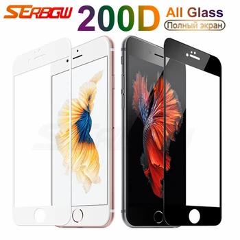 200D Visą Grūdintas Stiklas iPhone 7 8 6 6s 5 5S 5C SE 2020 Screen Protector Glas 