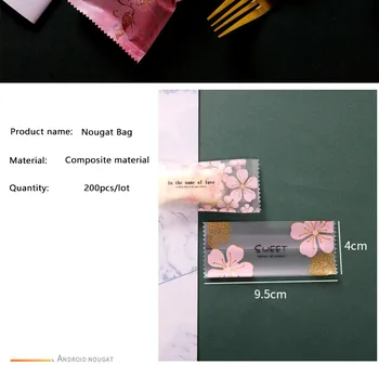 200pcs/daug Saldainių Pakuotės Maišelis Kinijos Rankų darbo Elementai, Matinio Romantiška Minkštas Nuga Cukraus Wrapper Šalies Prekių Gėlių Pack
