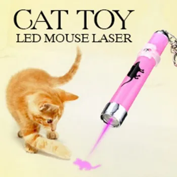 2017 Kūrybos ir Juokingas Naminių Kačių Žaislai LED Lazerinio žymeklio šviesa Pen, Su Ryškiai Animacija Pelės Atsitiktine Spalva