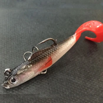 2018 naujas 10cm / 3.94 raudonos žuvies uodega žvejybos masalas švino danga, minkštas masalas žvejybos įrankius su kabliu modeliavimas 3D žuvies akis