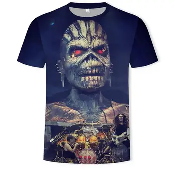 2018 Naujas 3D sunkiųjų metalų kaukolė t-shirt Punk festivalis marškinėliai Vyrams Spausdinti Atsitiktinis Marškinėlius, O Kaklo Hip-Hop trumpomis Rankovėmis Plius Dydis